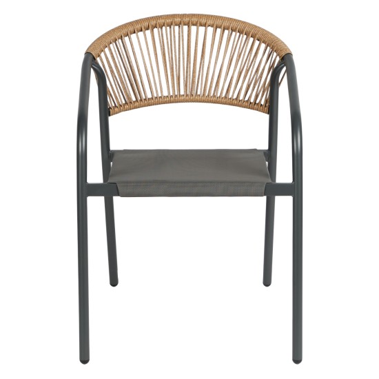ΠΟΛΥΘΡΟΝΑ HOMAN HM6430.01 ΓΚΡΙ ΜΕΤΑΛΛΟ & TEXTILENE--ΜΠΕΖ P.E.RATTAN 53,5x62x75Υεκ