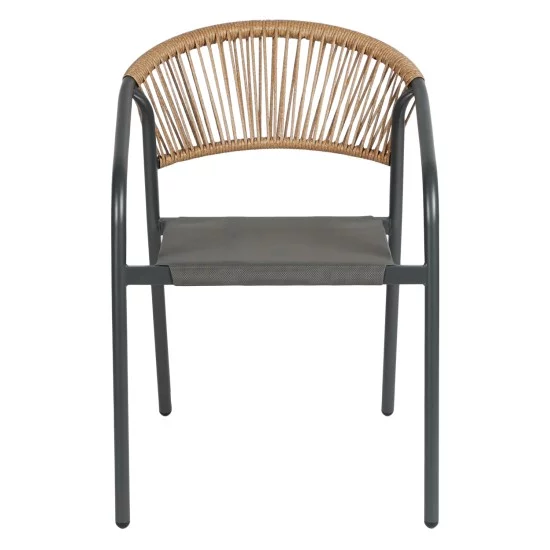 ΠΟΛΥΘΡΟΝΑ HOMAN HM6430.01 ΓΚΡΙ ΜΕΤΑΛΛΟ & TEXTILENE--ΜΠΕΖ P.E.RATTAN 53x58x75Υεκ