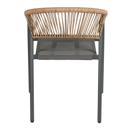 ΠΟΛΥΘΡΟΝΑ HOMAN HM6430.01 ΓΚΡΙ ΜΕΤΑΛΛΟ & TEXTILENE--ΜΠΕΖ P.E.RATTAN 53x58x75Υεκ