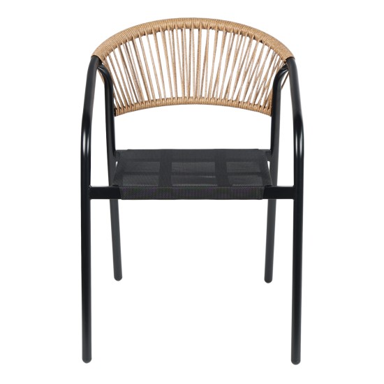 ΠΟΛΥΘΡΟΝΑ HOMAN HM6430.03 ΜΑΥΡΟ ΜΕΤΑΛΛΟ & TEXTILENE--ΜΠΕΖ P.E.RATTAN 53,5x62x75Υεκ