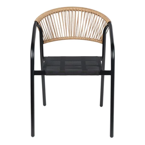 ΠΟΛΥΘΡΟΝΑ HOMAN HM6430.03 ΜΑΥΡΟ ΜΕΤΑΛΛΟ & TEXTILENE--ΜΠΕΖ P.E.RATTAN 53x58x75Υεκ