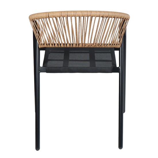 ΠΟΛΥΘΡΟΝΑ HOMAN HM6430.03 ΜΑΥΡΟ ΜΕΤΑΛΛΟ & TEXTILENE--ΜΠΕΖ P.E.RATTAN 53,5x62x75Υεκ