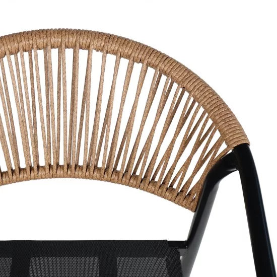 ΠΟΛΥΘΡΟΝΑ HOMAN HM6430.03 ΜΑΥΡΟ ΜΕΤΑΛΛΟ & TEXTILENE--ΜΠΕΖ P.E.RATTAN 53x58x75Υεκ