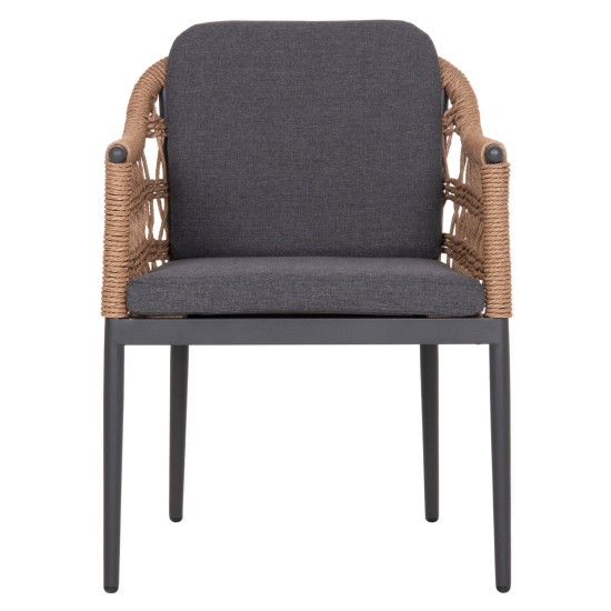 ΠΟΛΥΘΡΟΝΑ BOXER HM6556.01 ΑΛΟΥΜΙΝΙΟ & OLEFIN ΓΚΡΙ-TWIST WICKER 58x60x80Yεκ