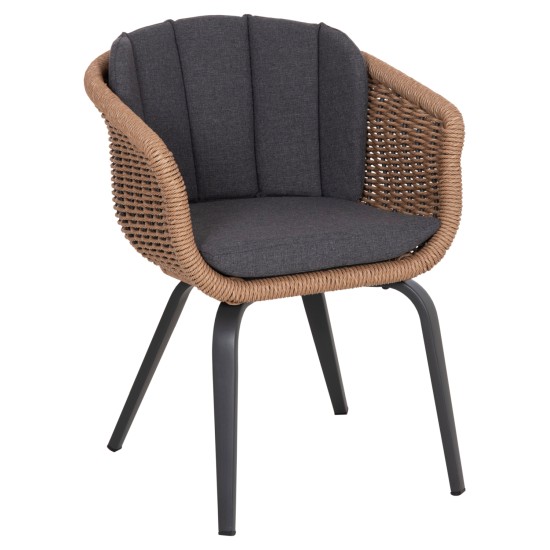 ΠΟΛΥΘΡΟΝΑ VICTUS HM6559.01 ΑΛΟΥΜΙΝΙΟ & OLEFIN ΓΚΡΙ-TWIST WICKER 60x62x76Yεκ