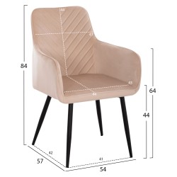 ΠΟΛΥΘΡΟΝΑ LATRELL HM8582.05 ΕΚΡΟΥ ΒΕΛΟΥΔΟ & ΜΑΥΡΑ ΜΕΤΑΛΛΙΚΑ ΠΟΔΙΑ 54x57x84Yεκ.