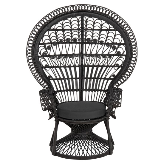ΠΟΛΥΘΡΟΝΑ ROYAL PEACOCK HM9342.03 RATTAN ΜΑΥΡΟ-ΜΑΞΙΛΑΡΙ ΜΑΥΡΟ 114x72x150Yεκ.