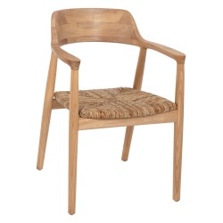 ΠΟΛΥΘΡΟΝΑ KINGSLEY HM9634.01 ΞΥΛΟ TEAK & ΨΑΘΑ ΣΕ ΦΥΣΙΚΟ ΧΡΩΜΑ 57,5x54x80Yεκ.