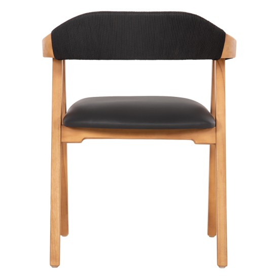 ΠΟΛΥΘΡΟΝΑ RIMINI HM9867.02 ΞΥΛΟ TEAK ΦΥΣΙΚΟ-ΜΑΥΡΟ ΣΧΟΙΝΙ & PU ΚΑΘΙΣΜΑ 60x61x76Υεκ.
