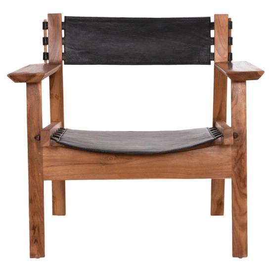 ΠΟΛΥΘΡΟΝΑ KONNA HM9928.01 TEAK ΞΥΛΟ ΣΕ ΦΥΣΙΚΟ-ΔΕΡΜΑ ΑΓΕΛΑΔΟΣ ΣΕ ΜΑΥΡΟ 80x64x73Υεκ.