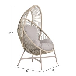 ΠΟΛΥΘΡΟΝΑ-ΦΩΛΙΑ RULER HM6506.02 ΜΟΚΑ ΜΕΤΑΛΛΟ-P.E.RATTAN--ΓΚΡΙ ΜΑΞΙΛΑΡΙΑ 90x85x154Υεκ