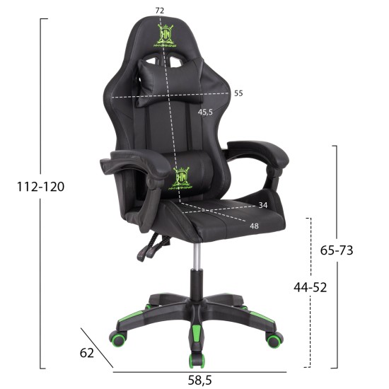 ΠΟΛΥΘΡΟΝΑ GAMING DARREN HM1203.03 ΜΑΥΡΟ-ΠΡΑΣΙΝΟ PVC & NYLON 58.5x100x120Υεκ. ΠΟΛΥΘΡΟΝΑ GAMING DARREN HM1203.03 ΜΑΥΡΟ-ΠΡΑΣΙΝΟ PVC & NYLON 58.5x100x120Υεκ.