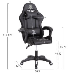 ΠΟΛΥΘΡΟΝΑ GAMING DARREN HM1203.04 ΜΑΥΡΟ-ΛΕΥΚΟ PVC 58.5x100x120Υεκ.