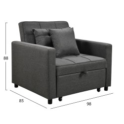 ΠΟΛΥΘΡΟΝΑ-ΚΡΕΒΑΤΙ MERO HM3306.01 ΓΚΡΙ ΥΦΑΣΜΑ 98x85x88Υεκ.