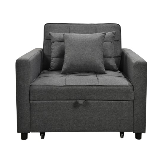 ΠΟΛΥΘΡΟΝΑ-ΚΡΕΒΑΤΙ MERO HM3306.01 ΓΚΡΙ ΥΦΑΣΜΑ 98x85x88Υεκ.