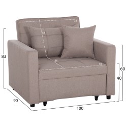 ΠΟΛΥΘΡΟΝΑ-ΚΡΕΒΑΤΙ MERO HM3306.03 ΜΠΕΖ ΥΦΑΣΜΑ 100x90x83Υεκ.