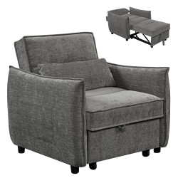 ΠΟΛΥΘΡΟΝΑ-ΚΡΕΒΑΤΙ ORYN HM3307.01 ΓΚΡΙ ΥΦΑΣΜΑ 89x85x84Υεκ.