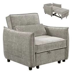 ΠΟΛΥΘΡΟΝΑ-ΚΡΕΒΑΤΙ ORYN HM3307.03 ΜΠΕΖ ΥΦΑΣΜΑ 89x85x84Υεκ.