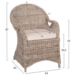 ΠΟΛΥΘΡΟΝΑ ΜΕ ΕΚΡΟΥ ΜΑΞΙΛΑΡΙ KEYLA HM9536 ΚΑΦΕ RATTAN 63x65x87Υεκ.