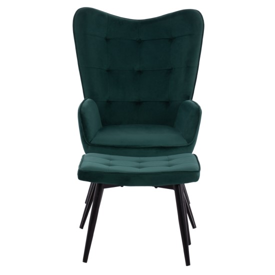 ΠΟΛΥΘΡΟΝΑ ΜΠΕΡΖΕΡΑ CRAWLEY ΜΕ ΥΠΟΠΟΔΙΟ HM8918.04 ΜΑΥΡΟ ΒΕΛΟΥΔΟ 70x57x103Y εκ.