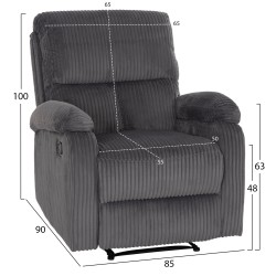 ΠΟΛΥΘΡΟΝΑ RELAX DIONI HM3296.11 ΓΚΡΙ ΡΙΓΕ ΥΦΑΣΜΑ 85x90x100Υεκ.