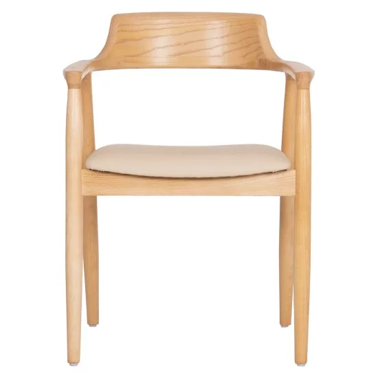 ΠΟΛΥΘΡΟΝΑ ΤΡΑΠΕΖΑΡΙΑΣ TARGA HM18336.11 RUBBERWOOD ΦΥΣΙΚΟ & PU ΕΚΡΟΥ 58x54x78Yεκ