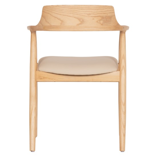 ΠΟΛΥΘΡΟΝΑ ΤΡΑΠΕΖΑΡΙΑΣ TARGA HM18336.11 RUBBERWOOD ΦΥΣΙΚΟ & PU ΕΚΡΟΥ 58x54x78Yεκ
