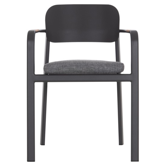 ΠΟΛΥΘΡΟΝΑ ΤΡΑΠΕΖΑΡΙΑΣ ELARA HM6414.01 ΓΚΡΙ ΑΛΟΥΜΙΝΙΟ-OLEFIN--ΞΥΛΟ TEAK 56x62x78Υεκ.