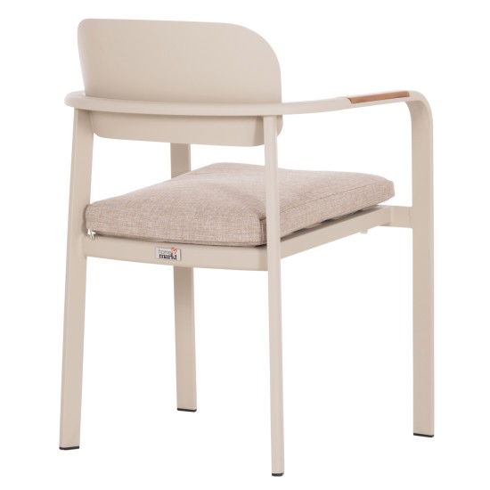 ΠΟΛΥΘΡΟΝΑ ΤΡΑΠΕΖΑΡΙΑΣ ELARA HM6414.05 ΜΠΕΖ ΑΛΟΥΜΙΝΙΟ-OLEFIN--ΞΥΛΟ TEAK 56x62x78Υεκ.