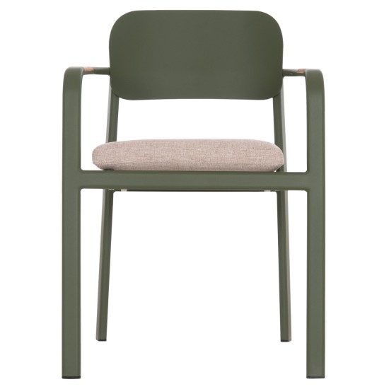 ΠΟΛΥΘΡΟΝΑ ΤΡΑΠΕΖΑΡΙΑΣ ELARA HM6414.06 ΠΡΑΣΙΝΟ ΑΛΟΥΜΙΝΙΟ-ΜΠΕΖ OLEFIN--TEAK 56x62x78Υεκ