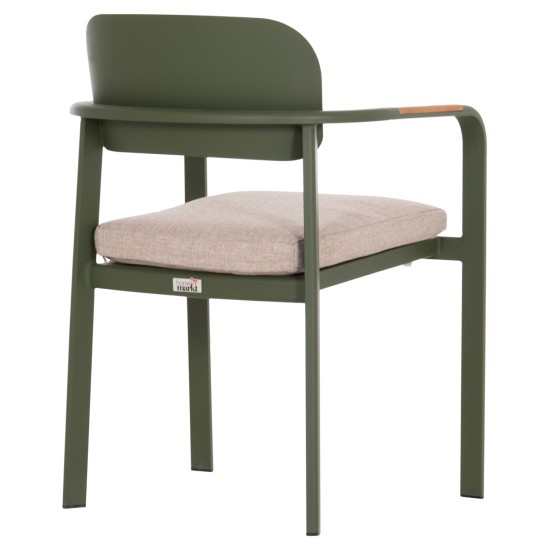 ΠΟΛΥΘΡΟΝΑ ΤΡΑΠΕΖΑΡΙΑΣ ELARA HM6414.06 ΠΡΑΣΙΝΟ ΑΛΟΥΜΙΝΙΟ-ΜΠΕΖ OLEFIN--TEAK 56x62x78Υεκ