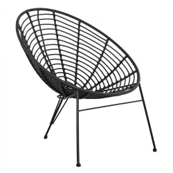 ΠΟΛΥΘΡΟΝΑ ΤΥΠΟΥ ΦΩΛΙΑ ΜΕΤΑΛΛΙΚΗ ALLEGRA HM5458.12 ΜΕ WICKER-ΜΑΥΡΟ 73x78x88Υεκ.
