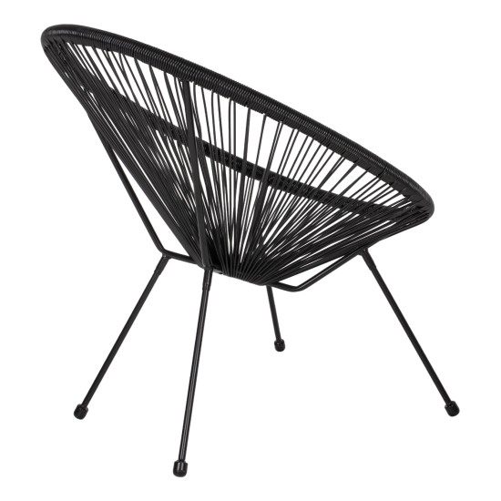 ΠΟΛΥΘΡΟΝΑ ΤΥΠΟΥ ΦΩΛΙΑ ΜΕΤΑΛΛΙΚΗ ACAPULCO ΜΑΥΡΗ ΜΕ ΜΑΥΡΟ P.E.RATTAN HM5872.01 70x73x79 εκ.