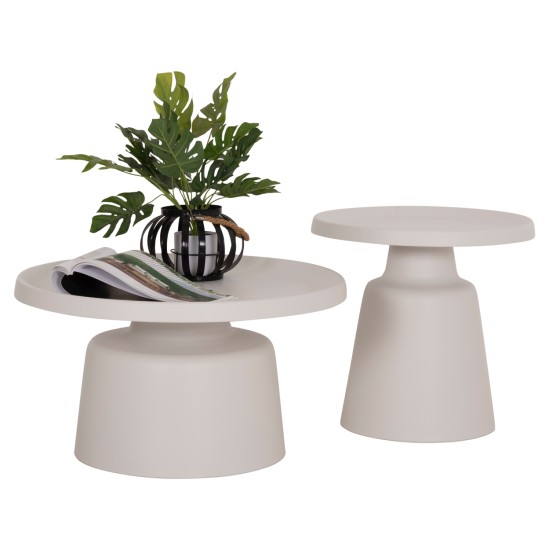 ΣΕΤ 2 ΤΡΑΠΕΖΙΑ ΣΑΛΟΝΙΟΥ RINKON2 HM18304.01 ΜΕΤΑΛΛΟ ΣΕ ΛΕΥΚΟ Φ49εκ & Φ69εκ