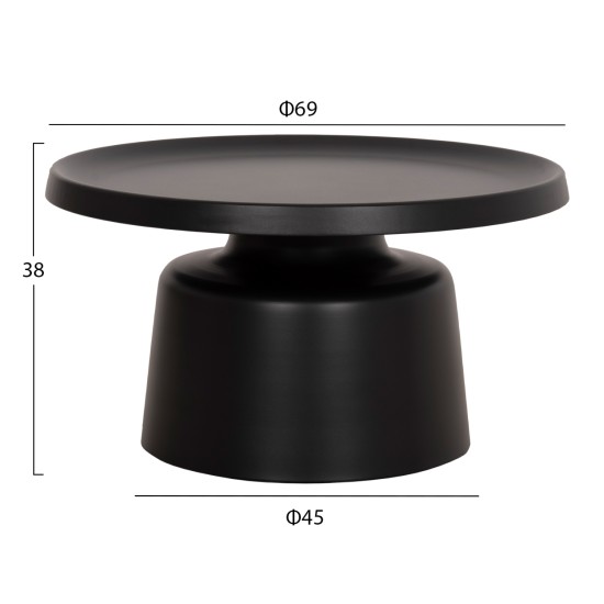 ΣΕΤ 2 ΤΡΑΠΕΖΙΑ ΣΑΛΟΝΙΟΥ RINKON2 HM18304.02 ΜΕΤΑΛΛΟ ΣΕ ΜΑΥΡΟ Φ49εκ & Φ69εκ