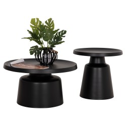 ΣΕΤ 2 ΤΡΑΠΕΖΙΑ ΣΑΛΟΝΙΟΥ RINKON2 HM18304.02 ΜΕΤΑΛΛΟ ΣΕ ΜΑΥΡΟ Φ49εκ & Φ69εκ