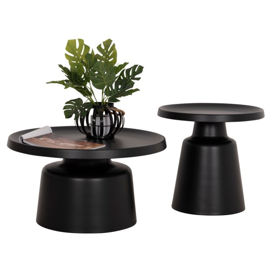 ΣΕΤ 2 ΤΡΑΠΕΖΙΑ ΣΑΛΟΝΙΟΥ RINKON2 HM18304.02 ΜΕΤΑΛΛΟ ΣΕ ΜΑΥΡΟ Φ49εκ & Φ69εκ