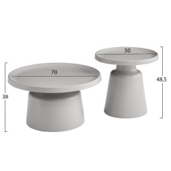 ΣΕΤ 2 ΤΡΑΠΕΖΙΑ ΣΑΛΟΝΙΟΥ RINKON2 HM18304.03 ΜΕΤΑΛΛΟ ΣΕ ΓΚΡΙ Φ50εκ & Φ70εκ