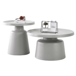 ΣΕΤ 2 ΤΡΑΠΕΖΙΑ ΣΑΛΟΝΙΟΥ RINKON2 HM18304.03 ΜΕΤΑΛΛΟ ΣΕ ΓΚΡΙ Φ50εκ & Φ70εκ