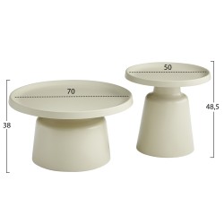 ΣΕΤ 2 ΤΡΑΠΕΖΙΑ ΣΑΛΟΝΙΟΥ RINKON2 HM18304.04 ΜΕΤΑΛΛΟ ΣΕ ΣΑΜΠΑΝΙ Φ50εκ & Φ70εκ