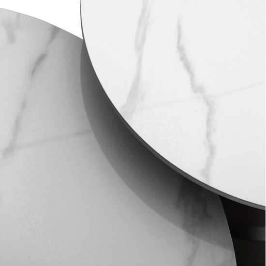 ΣΕΤ 2 ΤΡΑΠΕΖΙΑ ΣΑΛΟΝΙΟΥ LIDOX HM18306.02 SINTERED STONE TOP- SNOW WHITE ΧΡΩΜΑ Φ50 & Φ70