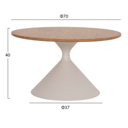 ΣΕΤ 2 ΤΡΑΠΕΖΙΑ ΣΑΛΟΝΙΟΥ JENNEL(X) HM18308.01 ΜΕΤΑΛΛΟ ΛΕΥΚΟ--MDF ΣΕ ΦΥΣΙΚΟ Φ50εκ & Φ70εκ