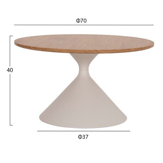 ΣΕΤ 2 ΤΡΑΠΕΖΙΑ ΣΑΛΟΝΙΟΥ JENNEL(X) HM18308.01 ΜΕΤΑΛΛΟ ΛΕΥΚΟ--MDF ΣΕ ΦΥΣΙΚΟ Φ50εκ & Φ70εκ