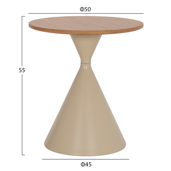 ΣΕΤ 2 ΤΡΑΠΕΖΙΑ ΣΑΛΟΝΙΟΥ JENNEL(X) HM18308.04 ΜΕΤΑΛΛΟ ΣΑΜΠΑΝΙ--MDF ΣΕ ΦΥΣΙΚΟ Φ50εκ & Φ70εκ