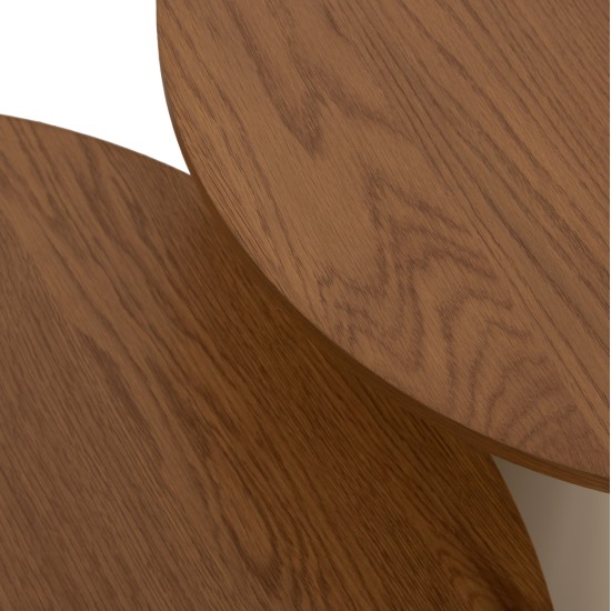 ΣΕΤ 2 ΤΡΑΠΕΖΙΑ ΣΑΛΟΝΙΟΥ JENNEL(X) HM18308.04 ΜΕΤΑΛΛΟ ΣΑΜΠΑΝΙ--MDF ΣΕ ΦΥΣΙΚΟ Φ50εκ & Φ70εκ