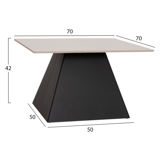 ΣΕΤ 2 ΤΡΑΠΕΖΙΑ ΣΑΛΟΝΙΟΥ QUBER(X) HM18311.02 SINTERED STONE ΤΕΤΡΑΓΩΝΟ--ΒΑΣΕΙΣ ΜΑΥΡΕΣ