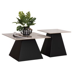 ΣΕΤ 2 ΤΡΑΠΕΖΙΑ ΣΑΛΟΝΙΟΥ QUBER(X) HM18311.02 SINTERED STONE ΤΕΤΡΑΓΩΝΟ--ΒΑΣΕΙΣ ΜΑΥΡΕΣ