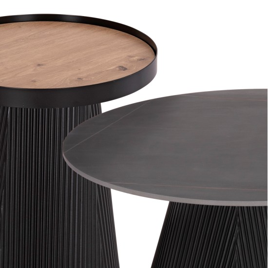 ΣΕΤ 2ΤΜΧ ΤΡΑΠΕΖΙΑ ΣΑΛΟΝΙΟΥ DUNCAN HM21081 MDF ΚΑΙ ΚΕΡΑΜΙΚΟ TOP Φ80εκ & Φ45εκ