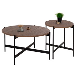 ΣΕΤ 2ΤΜΧ ΤΡΑΠΕΖΙΑ ΣΑΛΟΝΙΟΥ RONDA HM21089.03 MDF ΣΕ ΚΑΡΥΔΙ ΧΡΩΜΑ Φ80εκ & Φ50εκ