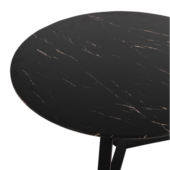 ΣΕΤ 2ΤΜΧ ΤΡΑΠΕΖΙΑ ΣΑΛΟΝΙΟΥ ROCKET HM21090 MDF ΜΑΥΡΟ ΜΑΡΜΑΡΟ Φ80εκ & Φ45εκ